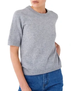 Cashmere Tee In Grey Marle -Myer Fashion Store 940591270 3 720x928