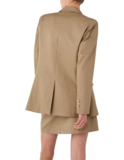 Linen Relaxed Tailored Blazer In Taupe Brown -Myer Fashion Store 940592620 3 720x928