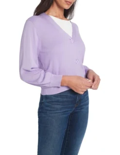 Clodagh V Neck Cardigan In Pansy