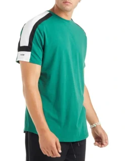 Horizon Contrast Sleeve Panel Crew T-Shirt In Green -Myer Fashion Store 941801680 2 720x928