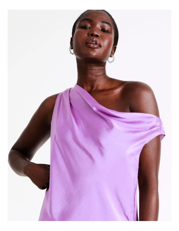 Satin One Shoulder Top In Lilac 3 Satin One Shoulder Top In Lilac
