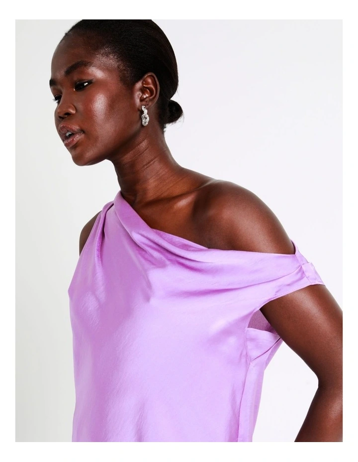 Satin One Shoulder Top In Lilac 6 Satin One Shoulder Top In Lilac - Image 4