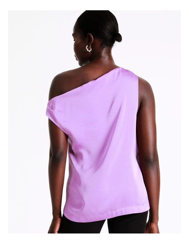 Satin One Shoulder Top In Lilac 9 Satin One Shoulder Top In Lilac - Image 7