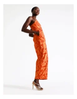 Organic Linen Belted Jumpsuit In Orange Palm -Myer Fashion Store 942228910 7 720x928