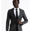 Slim Birdseye Suit Jacket In Charcoal