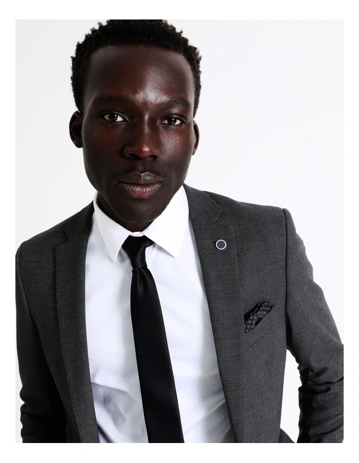 Slim Birdseye Suit Jacket In Charcoal 4 Slim Birdseye Suit Jacket In Charcoal - Image 2