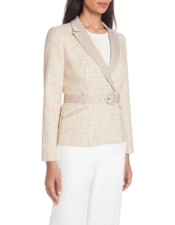 Fallon Belted Jacket In Ivory
