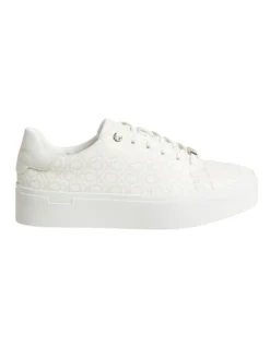 Calvin Klein Recycled Logo Platform Trainers In White
