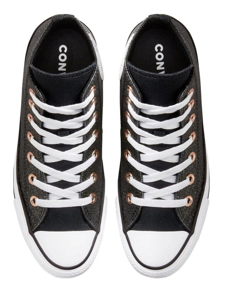 Converse CTAS Glitter Canvas Hi Top In Black 7 Converse CTAS Glitter Canvas Hi Top In Black - Image 5