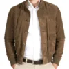Suede Leather Button Bomber Jacket