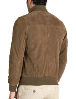 Suede Leather Button Bomber Jacket -Myer Fashion Store 943965460 4 720x928