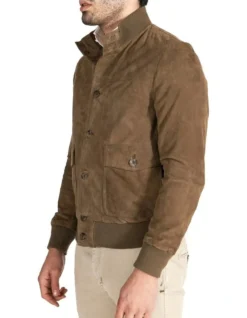 Suede Leather Button Bomber Jacket -Myer Fashion Store 943965460 5 720x928