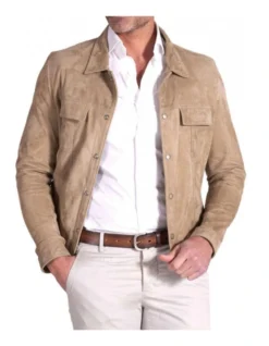 Lewis Suede Leather Unlined Jacket BEIGE