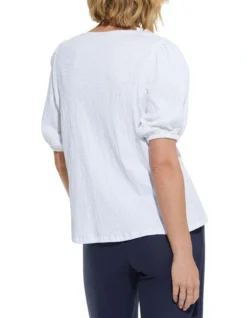 Short Sleeve Crinkle Tee In White -Myer Fashion Store 944985700 2 720x928