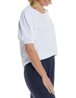 Short Sleeve Crinkle Tee In White -Myer Fashion Store 944985700 3 720x928