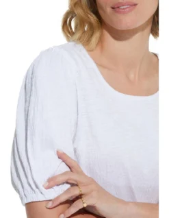 Short Sleeve Crinkle Tee In White -Myer Fashion Store 944985700 4 720x928