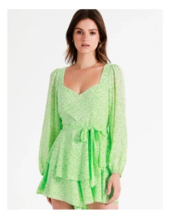 Recycled Flouncy Sweetheart Playsuit In Lime -Myer Fashion Store 945490420 4 720x928