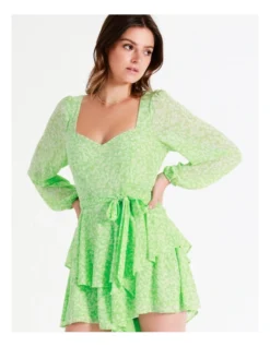 Recycled Flouncy Sweetheart Playsuit In Lime -Myer Fashion Store 945490420 7 720x928