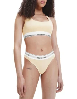 Calvin Klein Modern Cotton Naturals Thong Brief In Beige