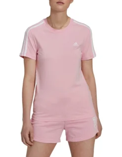 ADIDAS Crop 3 Stripe Tee In Light Pink