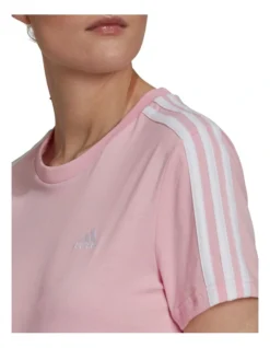 ADIDAS Crop 3 Stripe Tee In Light Pink -Myer Fashion Store 946096390 4 720x928