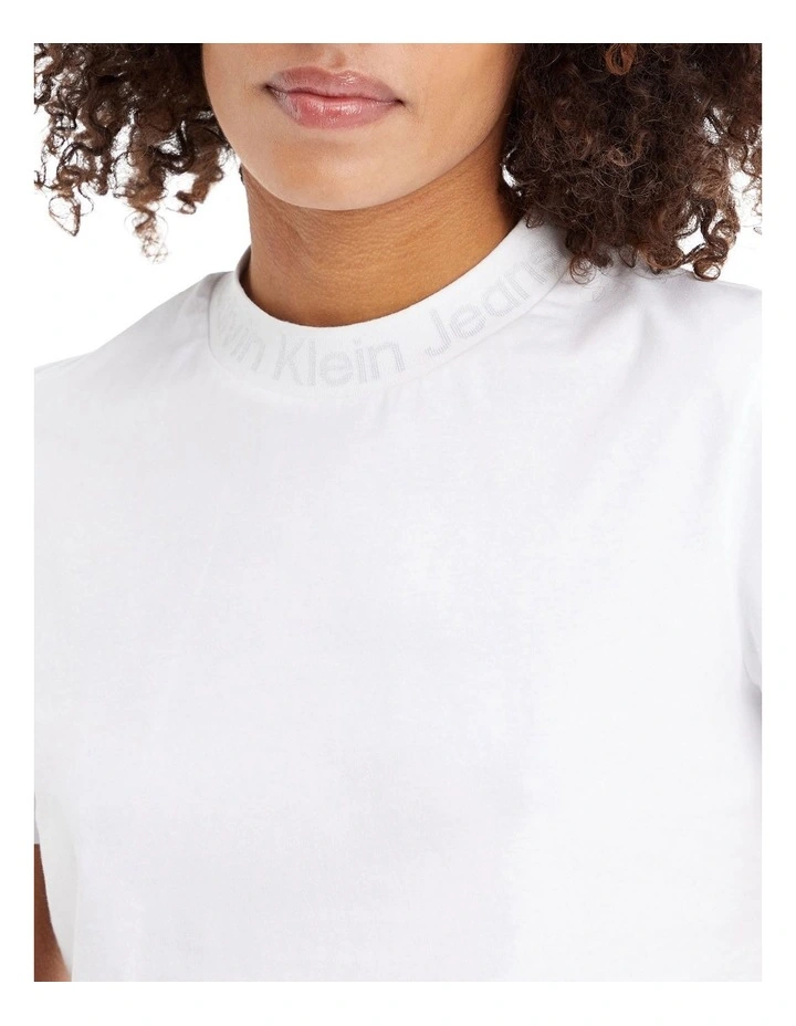 Calvin Klein Jeans Neck Logo Jacquard Tee In White 3 Calvin Klein Jeans Neck Logo Jacquard Tee In White