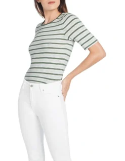 Cassis Stripe Tee In Pistachio Multi