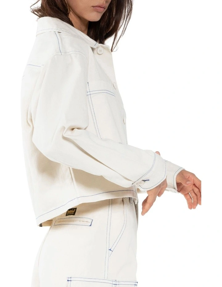 Union Crop Overshirt In Cream 5 Union Crop Overshirt In Cream - Image 3