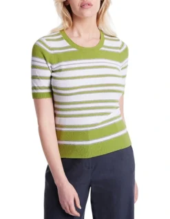 Toto Knit Top In Guacamole/White