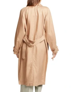 Oxford Sherlock Linen Blend Trench Coat In Camel -Myer Fashion Store 947345050 3 720x928