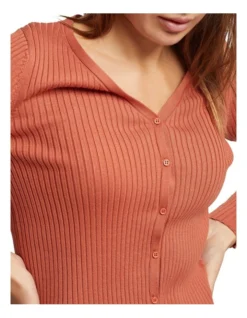 Oxford Petra Crop Rib Cardigan In Peach Bronze -Myer Fashion Store 947346130 4 720x928