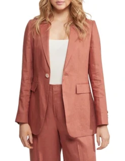 Oxford Lola Linen Jacket In Desert Clay