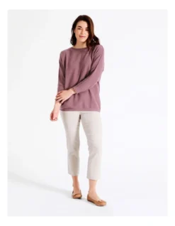 Regatta Sustainable Viscose Magyar 3/4 Sleeve Jumper With Exposed Sleeve Seam In Eggplant -Myer Fashion Store 947536300 3 720x928