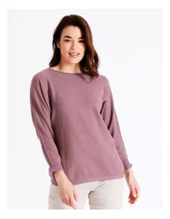 Regatta Sustainable Viscose Magyar 3/4 Sleeve Jumper With Exposed Sleeve Seam In Eggplant -Myer Fashion Store 947536300 5 720x928