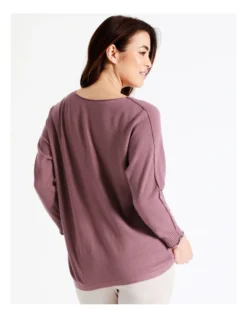 Regatta Sustainable Viscose Magyar 3/4 Sleeve Jumper With Exposed Sleeve Seam In Eggplant -Myer Fashion Store 947536300 7 720x928