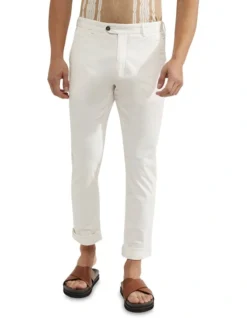 Oxford Luka Stretch Casual Organic Cotton Pants In Ivory