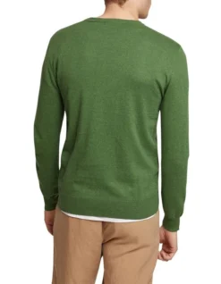 Oxford Crew Neck Cotton Cashmere Pullover In Green -Myer Fashion Store 948169450 3 720x928