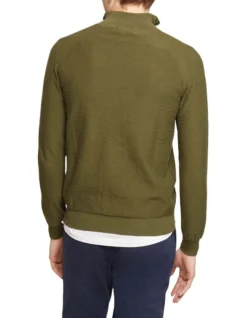 Oxford Bart Zip Neck Knit In Olive 10 Oxford Bart Zip Neck Knit In Olive -Myer Fashion Store 948169900 3 720x928