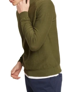 Oxford Bart Zip Neck Knit In Olive 11 Oxford Bart Zip Neck Knit In Olive -Myer Fashion Store 948169900 4 720x928