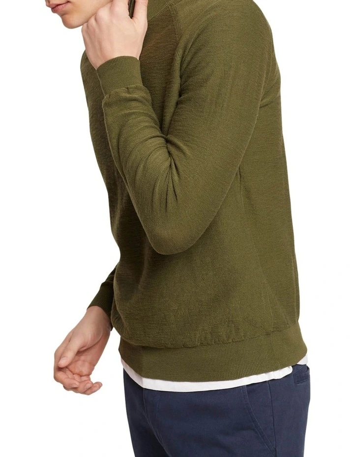 Oxford Bart Zip Neck Knit In Olive 6 Oxford Bart Zip Neck Knit In Olive - Image 4