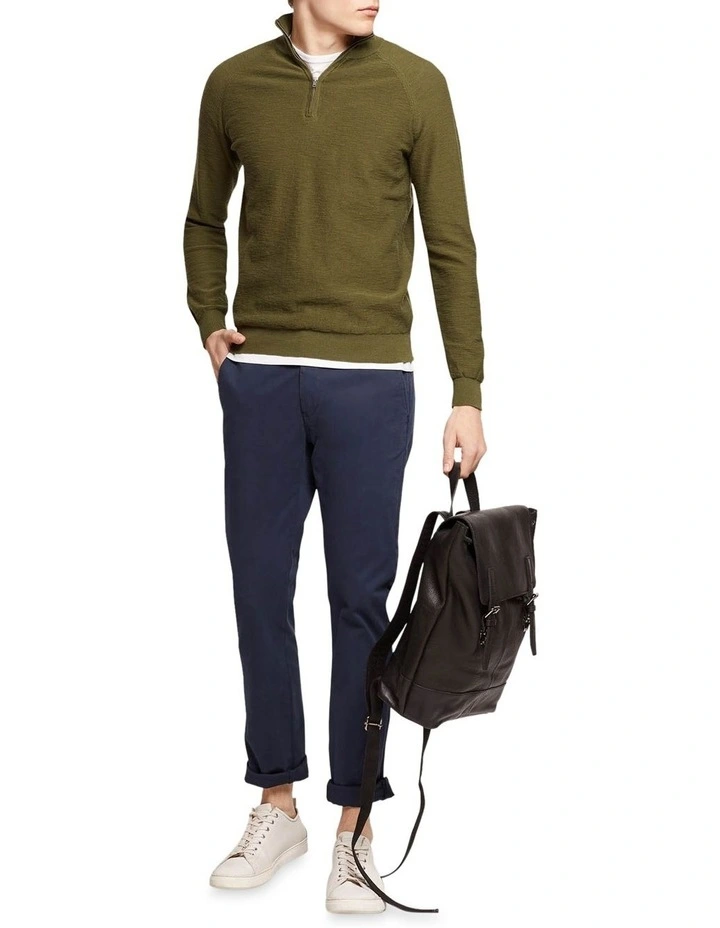 Oxford Bart Zip Neck Knit In Olive 7 Oxford Bart Zip Neck Knit In Olive - Image 5