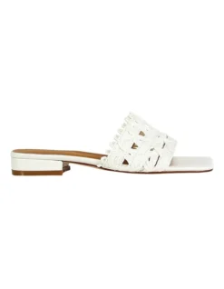 Can't Quit You Raffia Slide In White