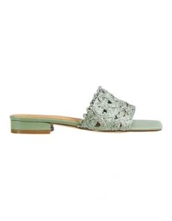Can't Quit You Raffia Slide In Seafoam