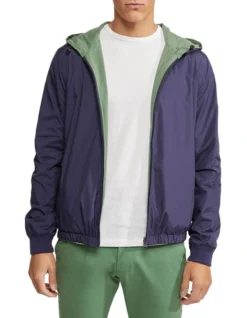 Oxford Reversible Bomber Jacket In Navy/Khaki