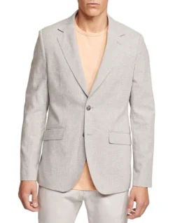 Oxford Blake Linen Cotton Blazer In Grey
