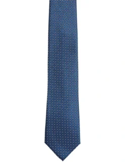 Oxford Hopsack & Dots Silk Tie In Blue/Navy