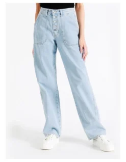 ONLY Gavin High Waisted Straight Cargo Jeans In Light Blue -Myer Fashion Store 949140550 3 1 720x928