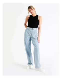 ONLY Gavin High Waisted Straight Cargo Jeans In Light Blue -Myer Fashion Store 949140550 4 720x928
