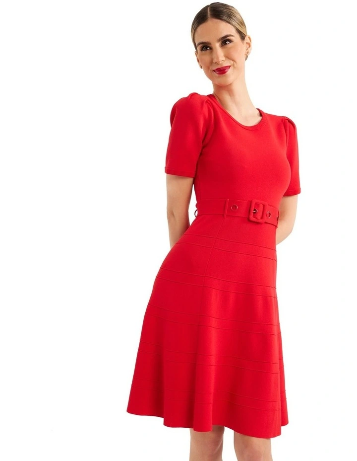 Margot Knit Dress In Flame Red 3 Margot Knit Dress In Flame Red