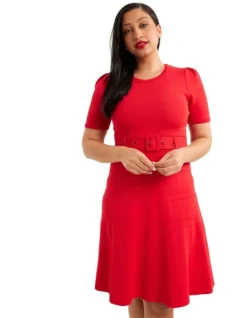 Margot Knit Dress In Flame Red 12 Margot Knit Dress In Flame Red -Myer Fashion Store 949240900 5 720x928